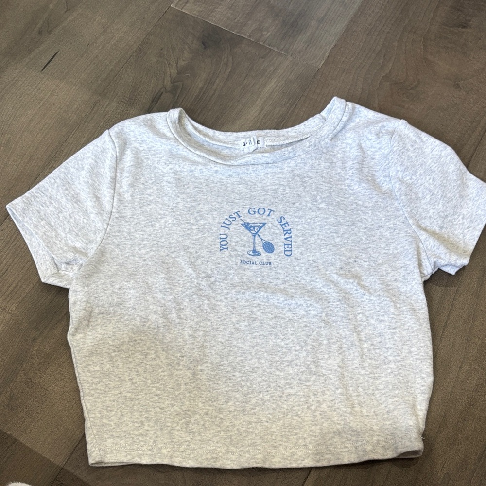 Garage Light Gray Kids Tee with Blue Graphic